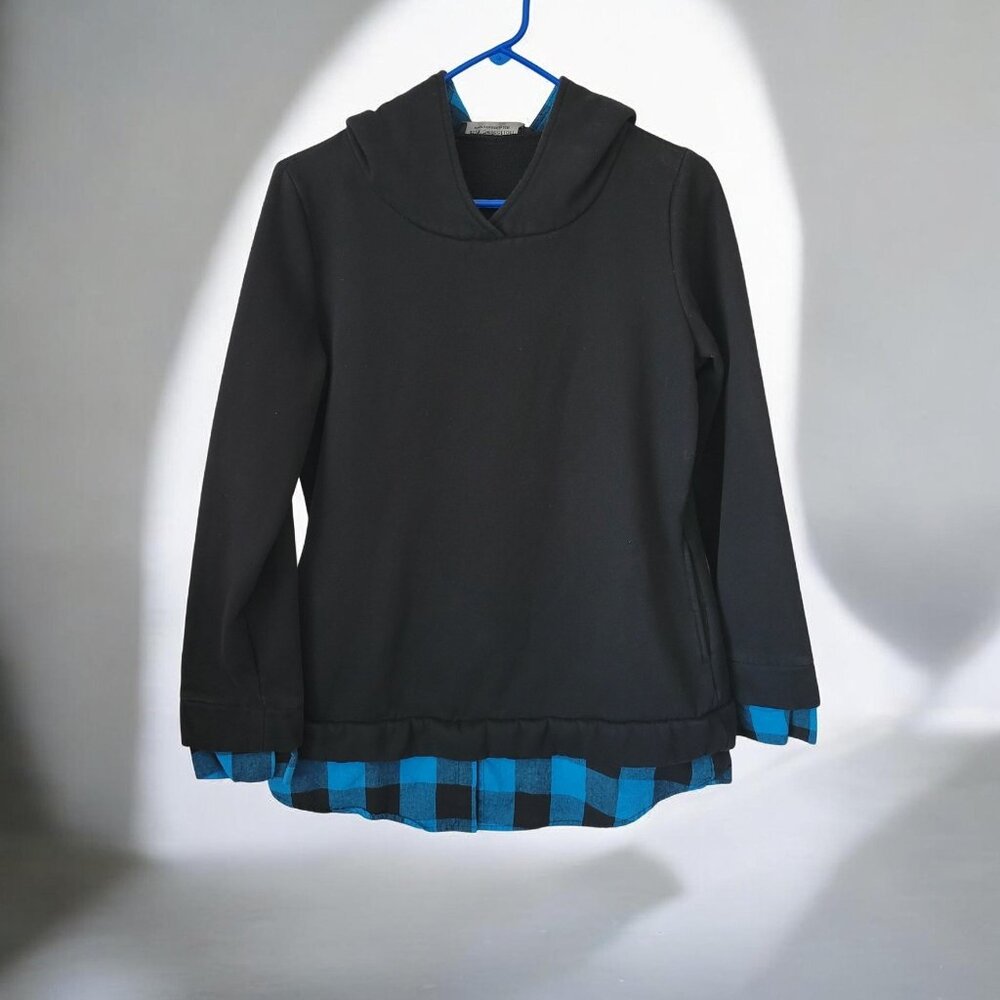 EA Selection Hoodie Sweatshirt Med. Black Blue check Grunge Streetwear Women's